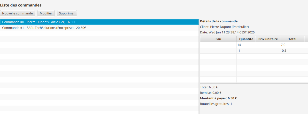 Formulaire Commande